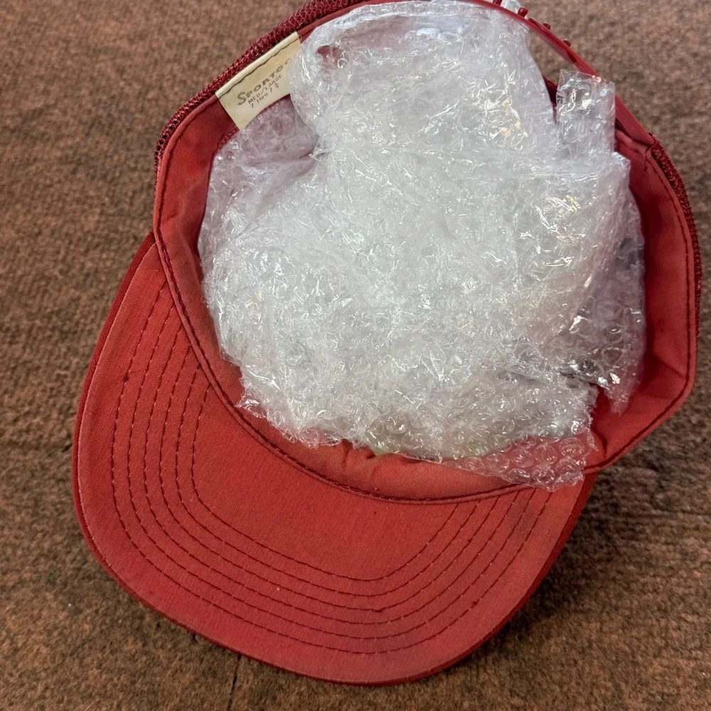 Vintage Sportco Echo Valley Trucker Hat Red Mesh Snapback Mountain Graphic Cap